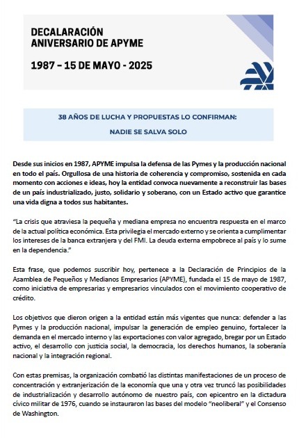 APYME 38 AÑOS DE LUCHA Y PROPUESTAS LO CONFIRMAN 1